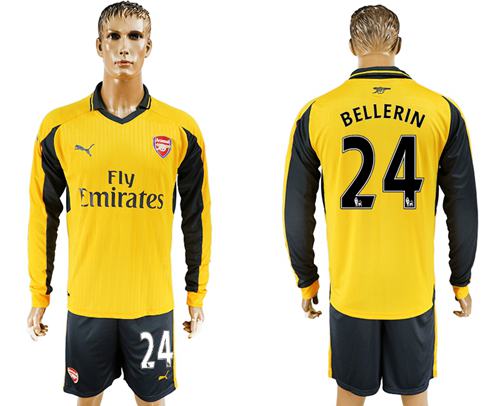 Arsenal #24 Bellerin Away Long Sleeves Soccer Club Jersey - Click Image to Close